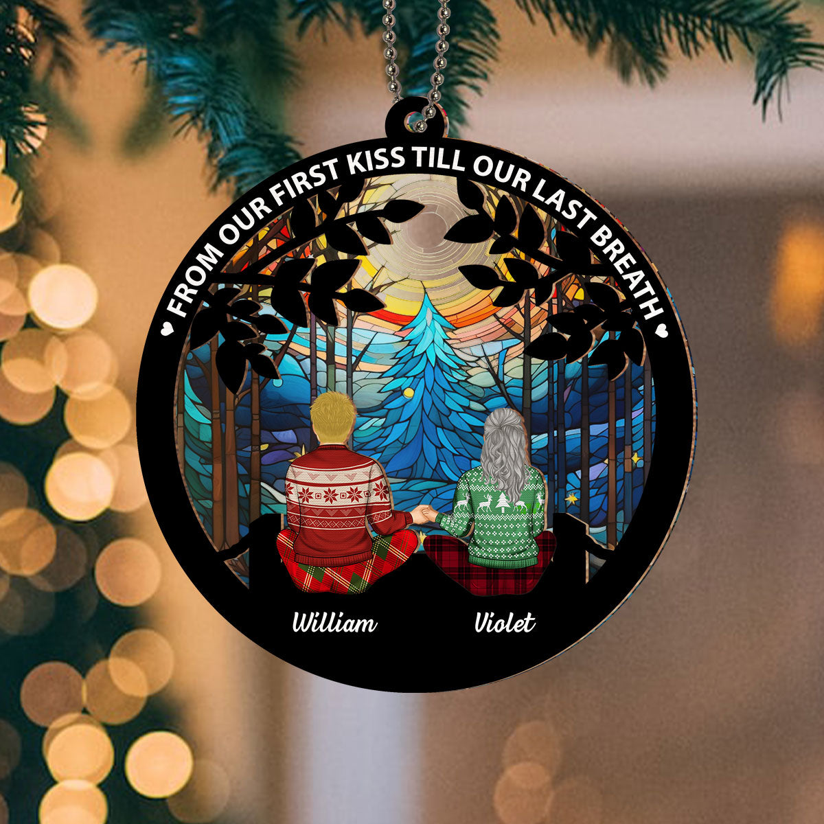 I Love You To The Moon And Back - Personalized Custom Suncatcher Ornament