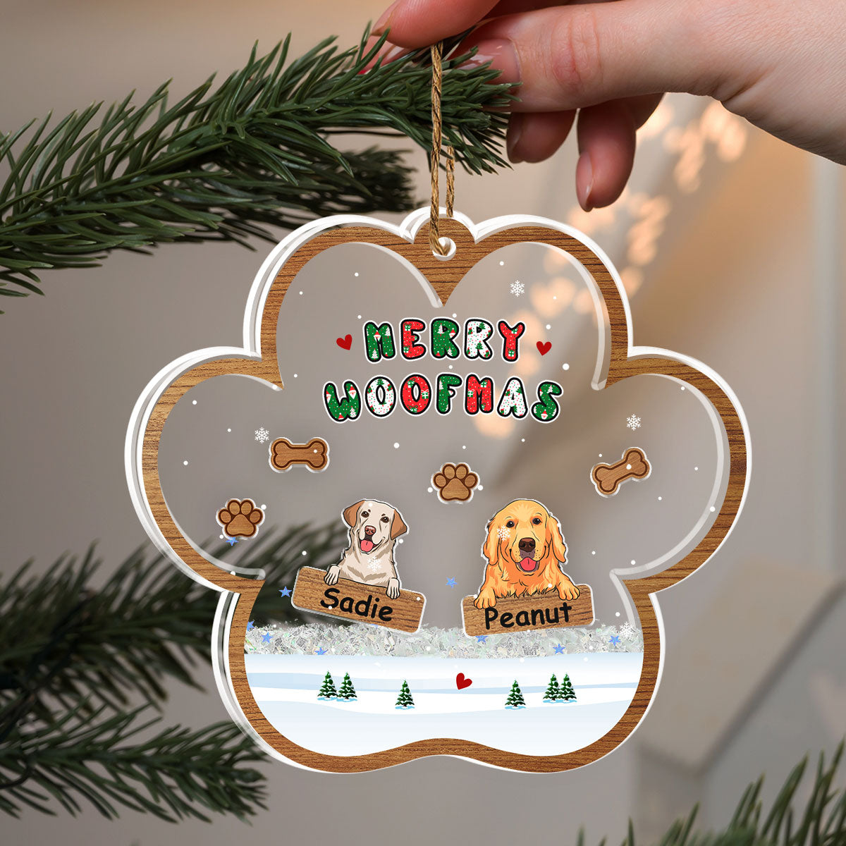 Woofmas Winter - Personalized Custom Acrylic Shaker Ornament