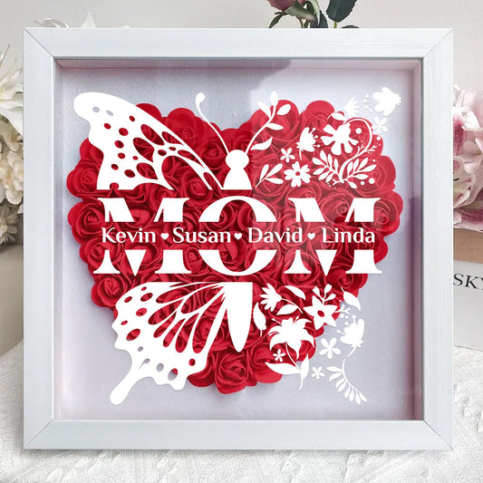 Mom Means Everything - Personalized Custom Flower Shadow Box
