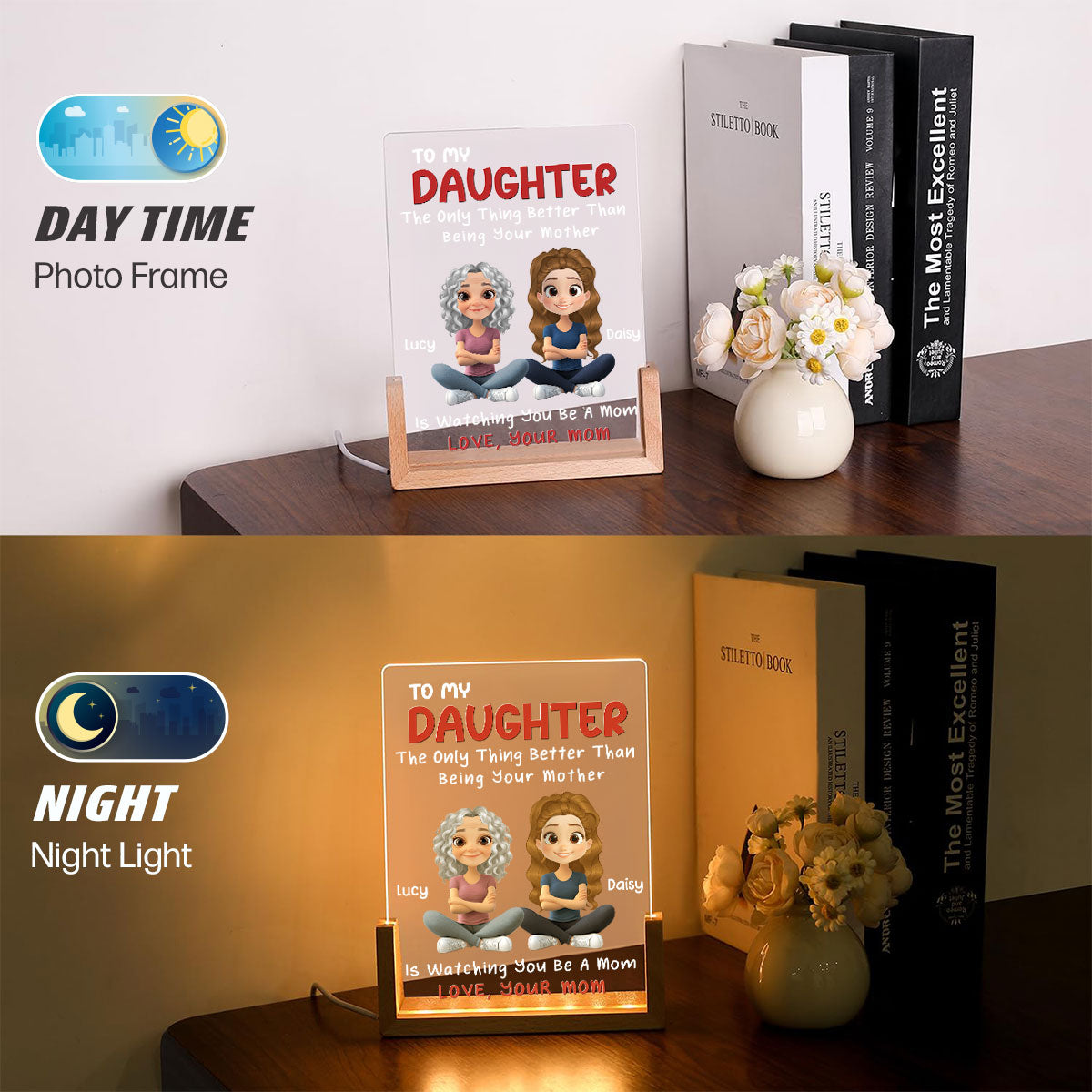 To My Daughter - Personalized Custom Plaque With Walnut Base