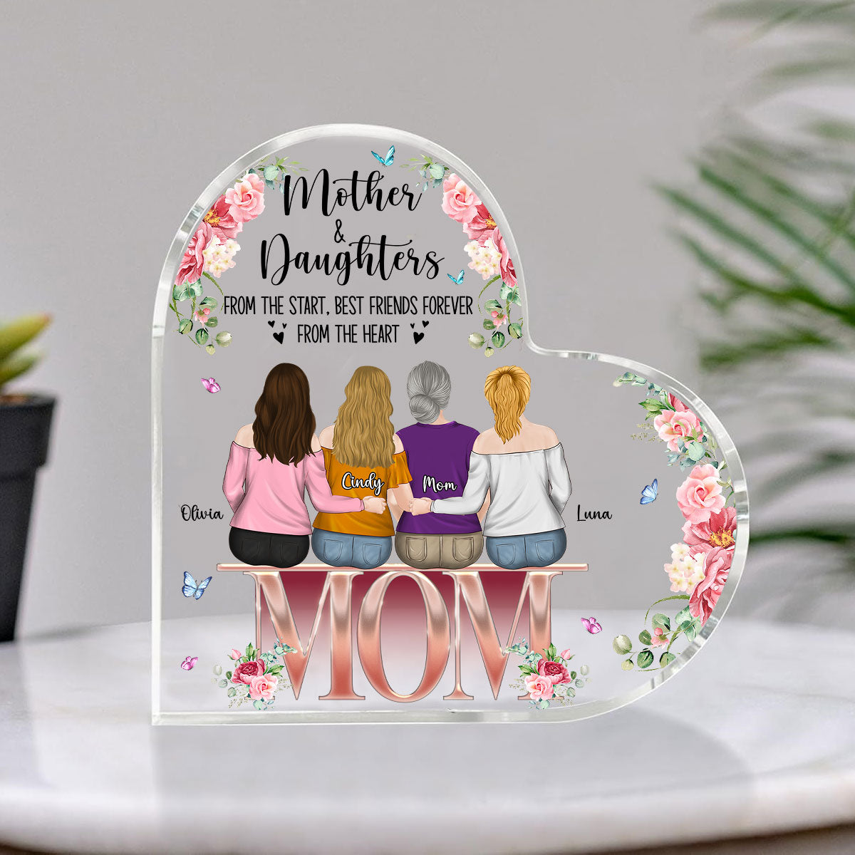 Mother And Daughters - Personalized Custom Acrylic Plaque