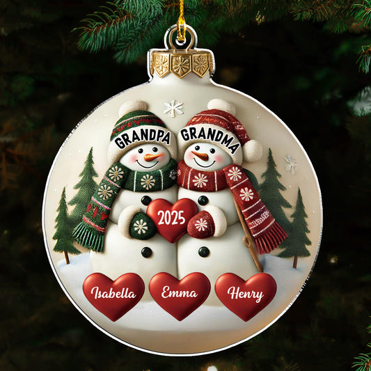 Merry Christmas Grandma And Grandpa - Personalized Custom Acrylic Ornament