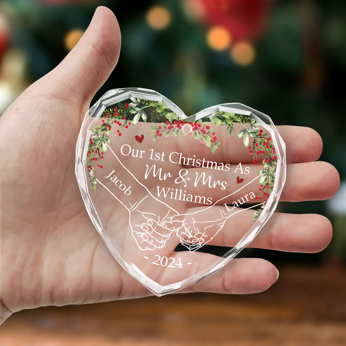 Our 1st Christmas As Mr. And Mrs. - Personalized Custom Glass Ornament