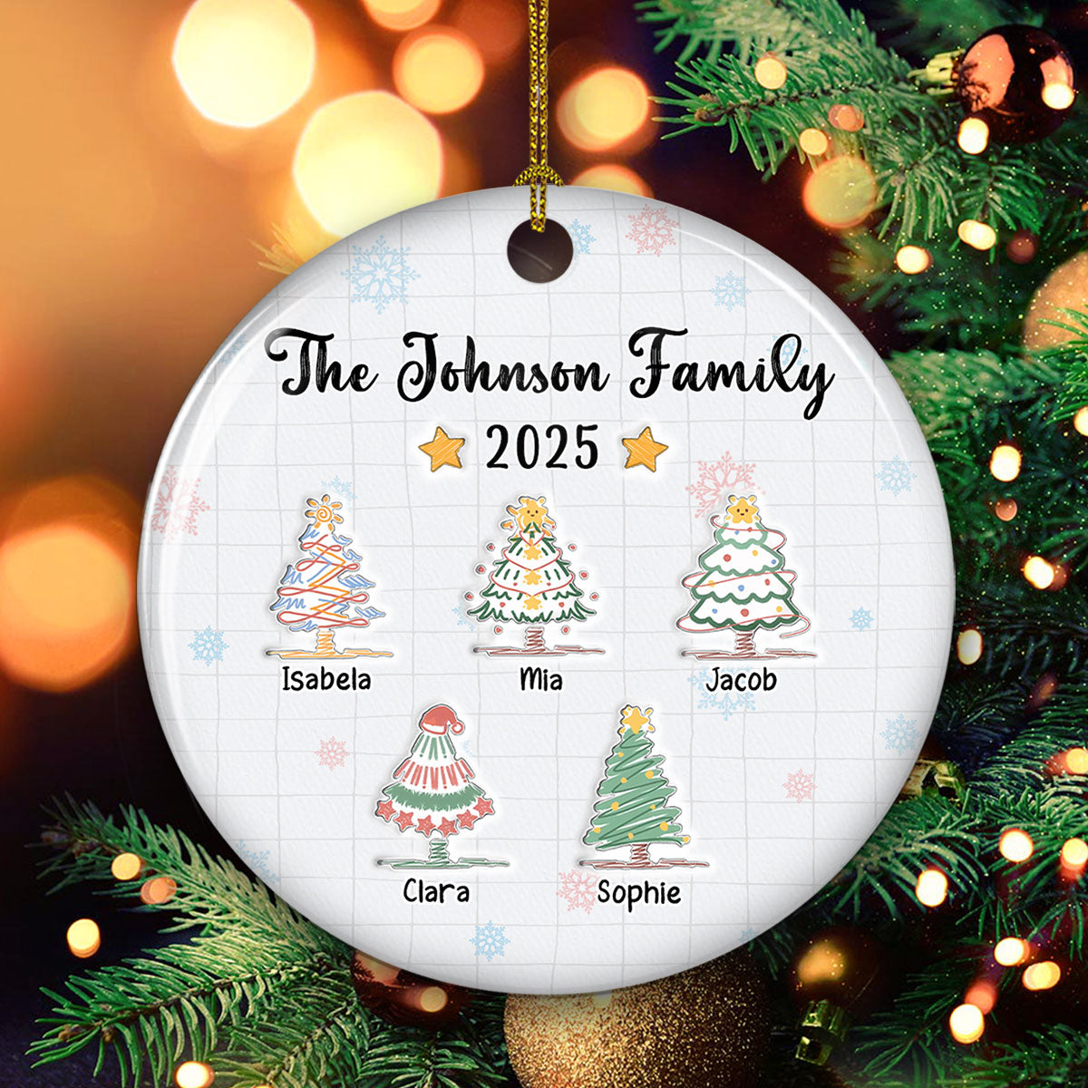Love The Way Draw Family Love - Personalized Custom 3D Inflated Effect Ceramic Ornament