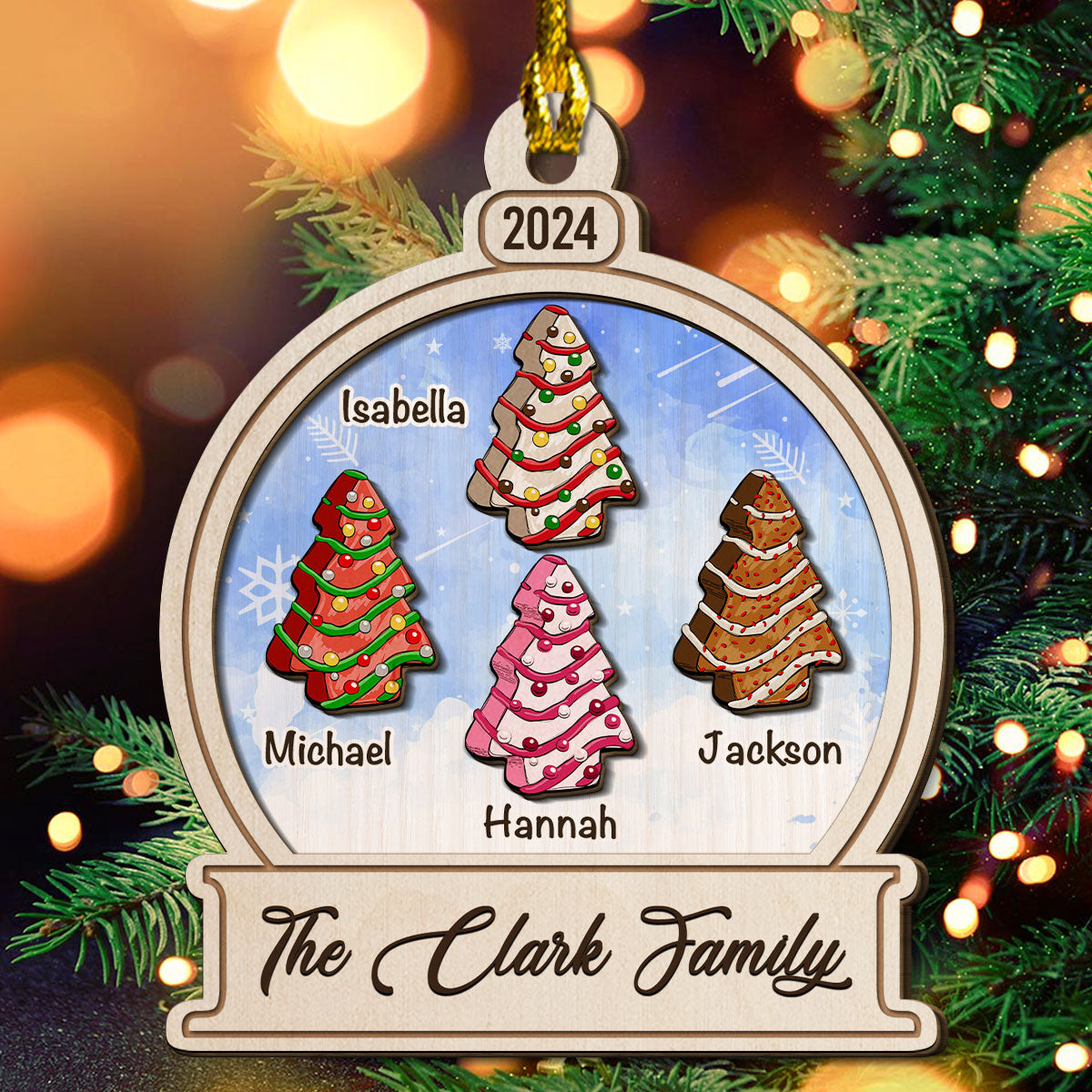 Christmas Cake - Personalized Custom Freeshape 2-Layered Wood Ornament