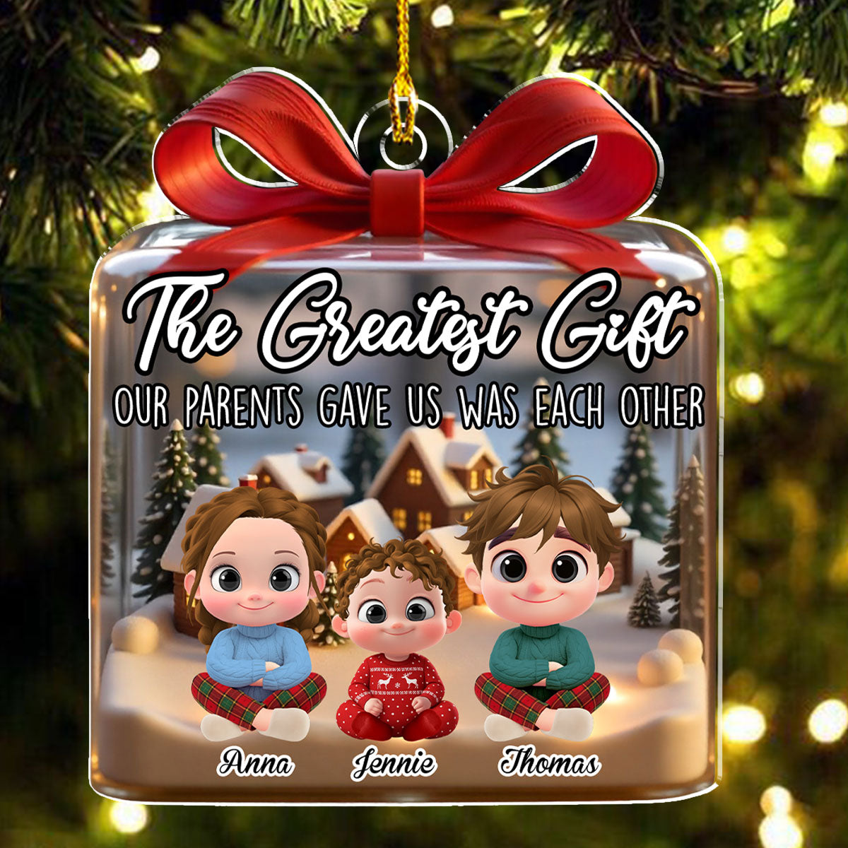 Our Greatest Gift Forever Cartoon - Personalized Custom Acrylic Ornament