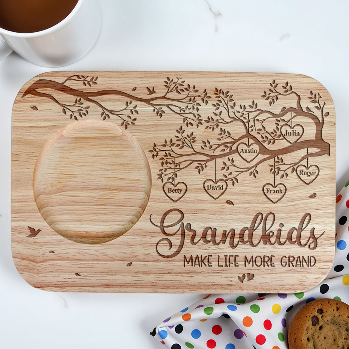 Grandchildren Make Life More Grand - Personalized Custom Wooden Treat Board