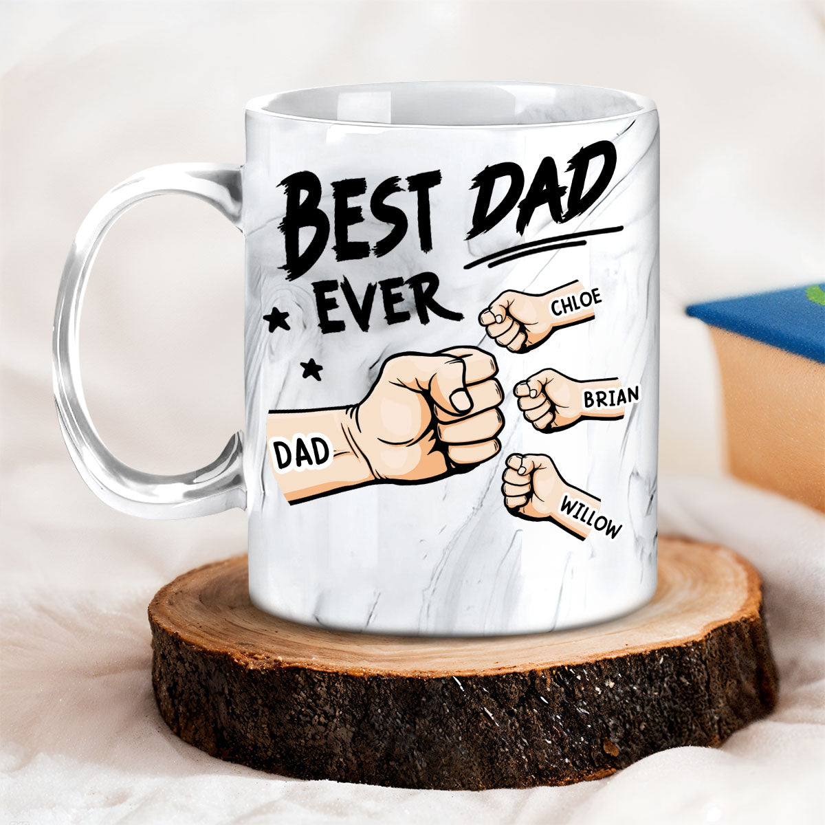 Best Dad Ever - Personalized Custom Grey Marble Mug