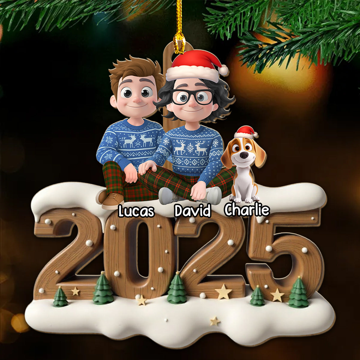 Us Together With Them Onwards - Personalized Custom 3D Effect Wood Ornament