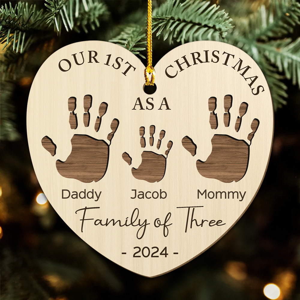 Happy 1st Christmas As A Family - Personalized Custom Wood Ornament