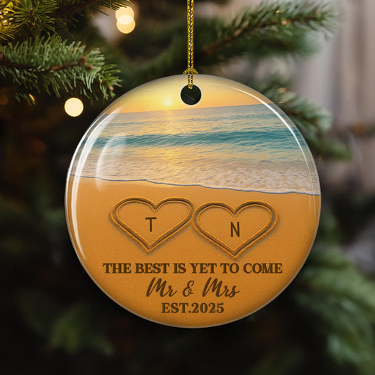 Writing On Sand - Personalized Custom Ceramic Ornament