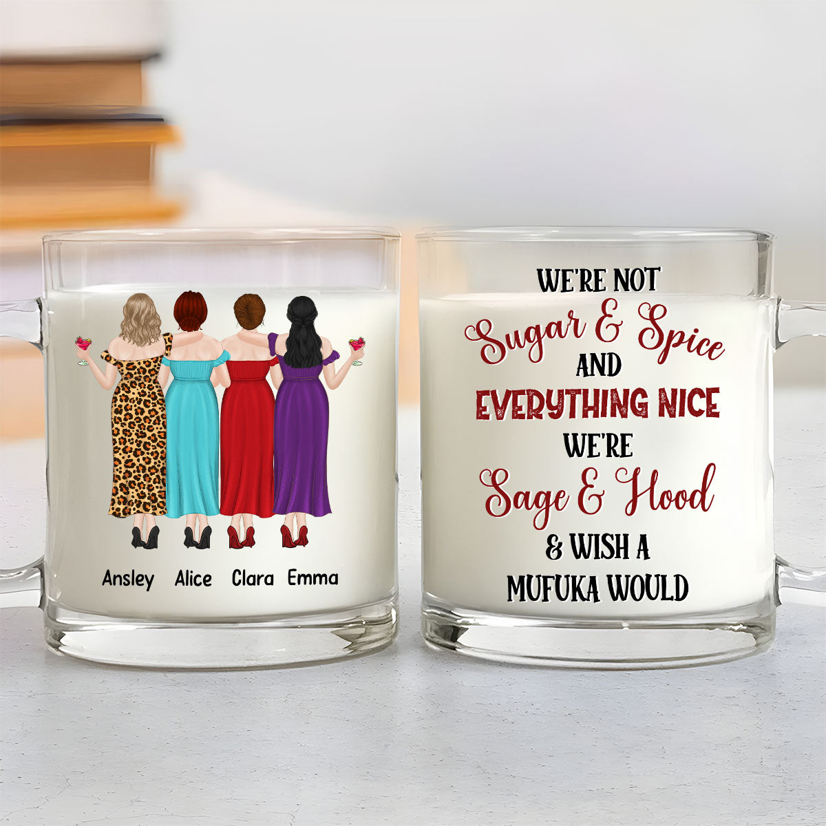 Hood Best Friends - Personalized Custom Glass Mug