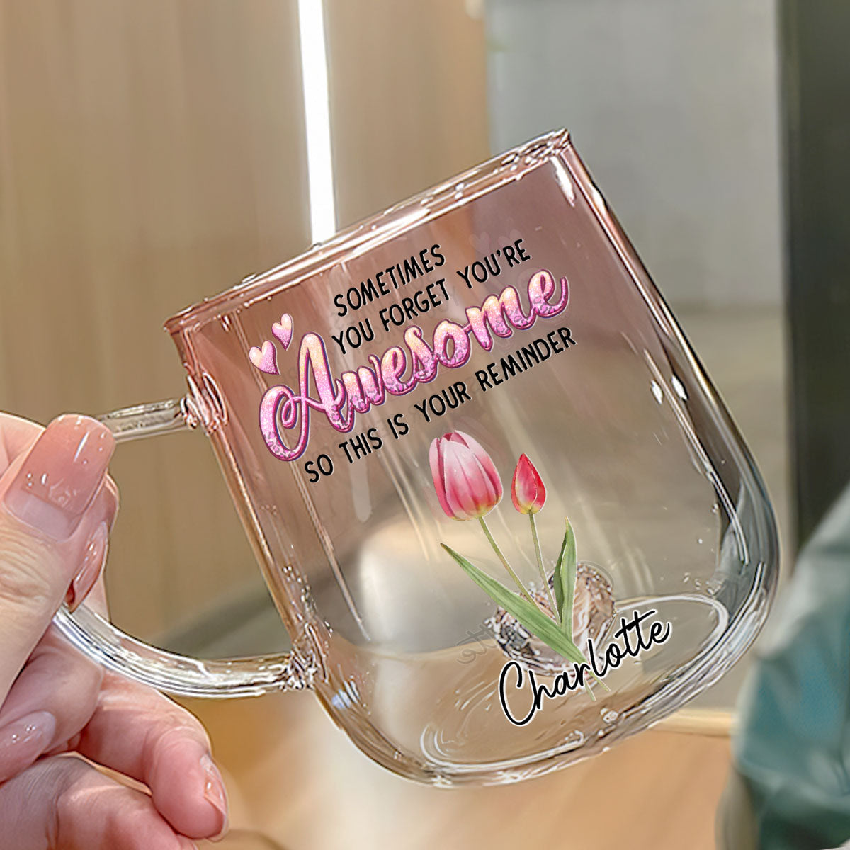 You Are Always Awesome - Personalized Custom Pink Gradient Glass Mug