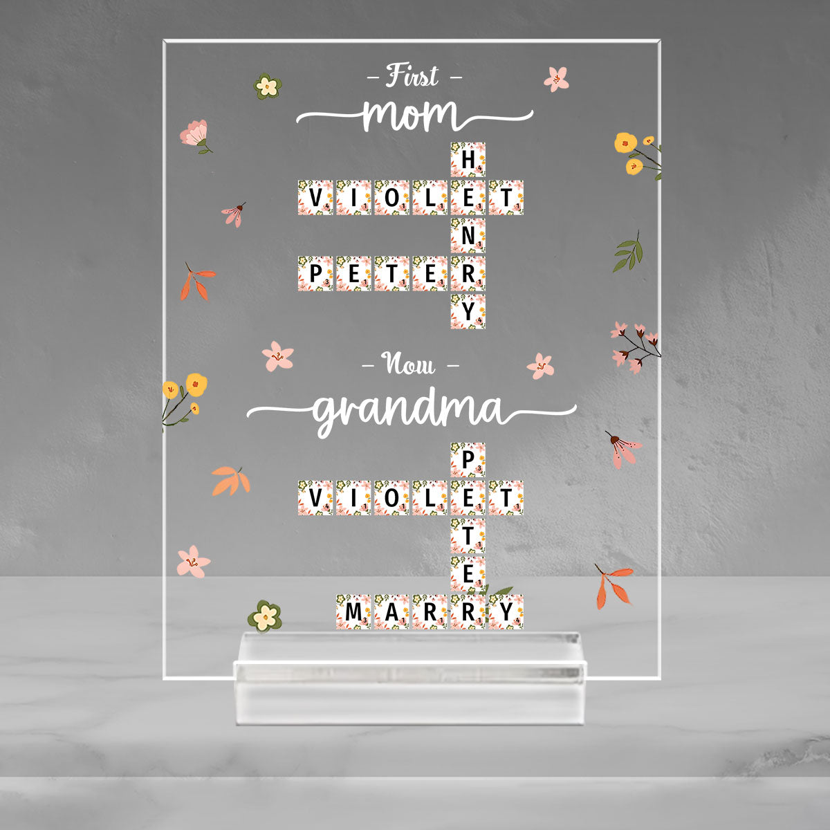 Crosswork First Mom Now Grandma - Personalized Custom Acrylic Plaque With Base