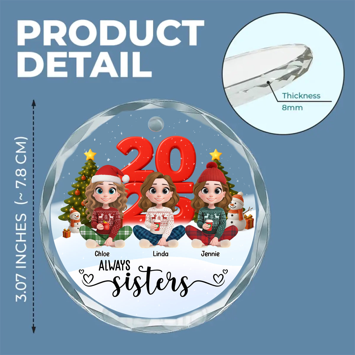 Always Be Slay Sisters - Personalized Custom Glass Ornament