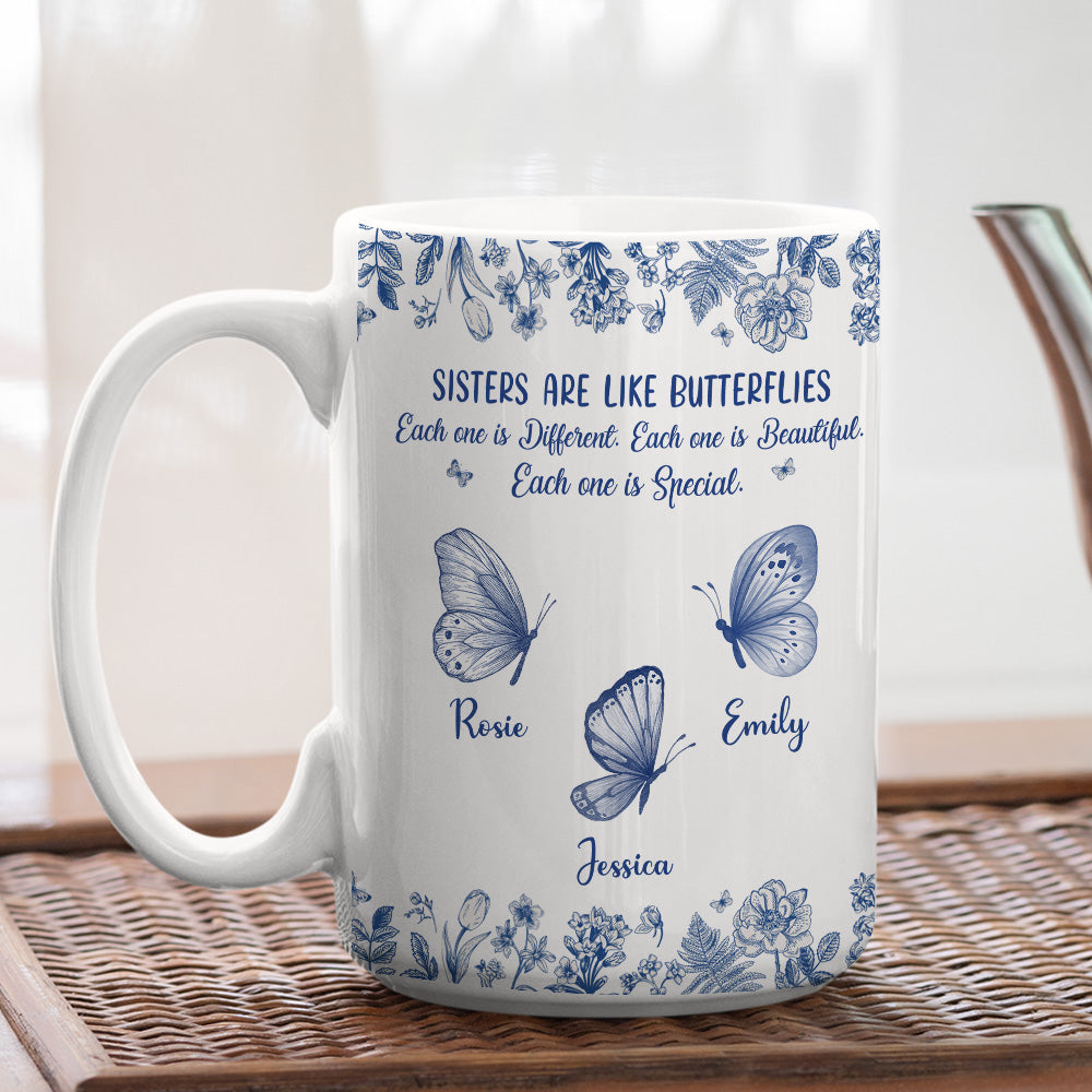 Sisters Make Life More Beautiful - Personalized Custom Coffee Mug