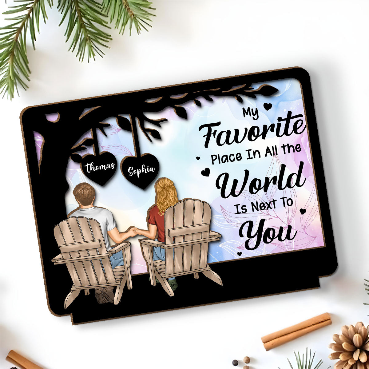 My Favorite Place - Personalized Custom 2-Layer Wood Plaque With Flat Base