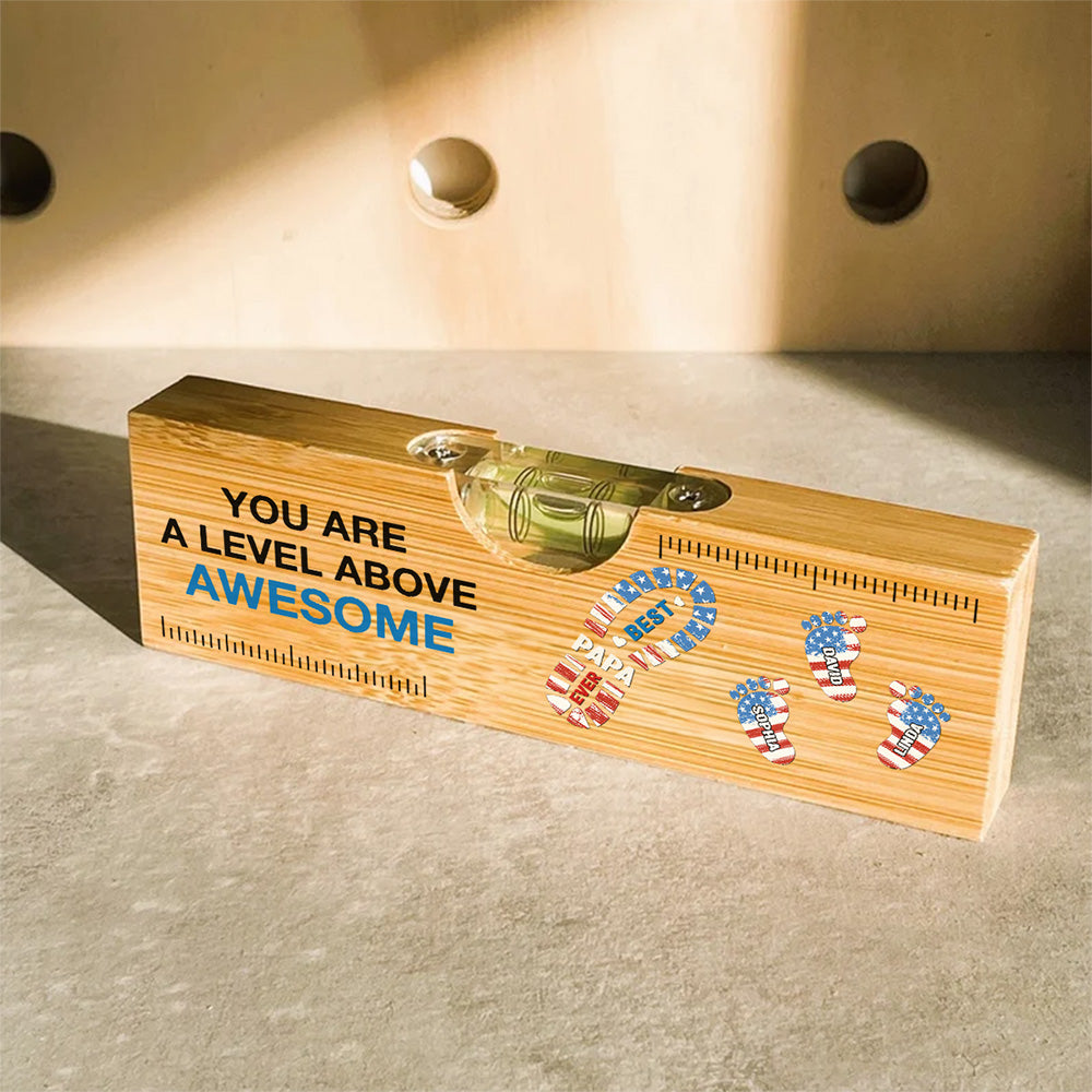 The Power Of Dad Comes From Love - Personalized Custom Wooden Spirit Level Bottle Opener