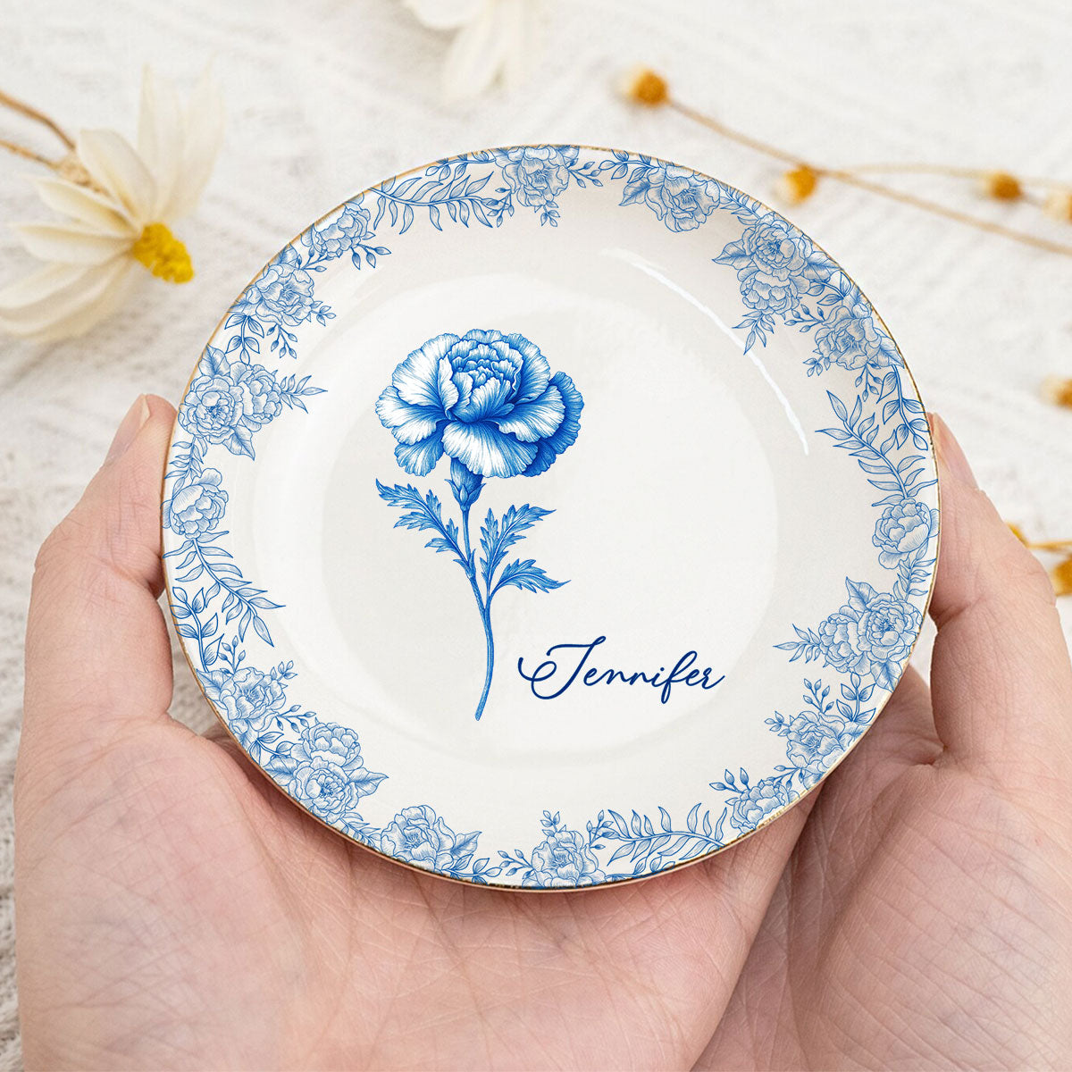 Friends Are Flowers That Never Fade Toile - Personalized Custom Jewelry Dish
