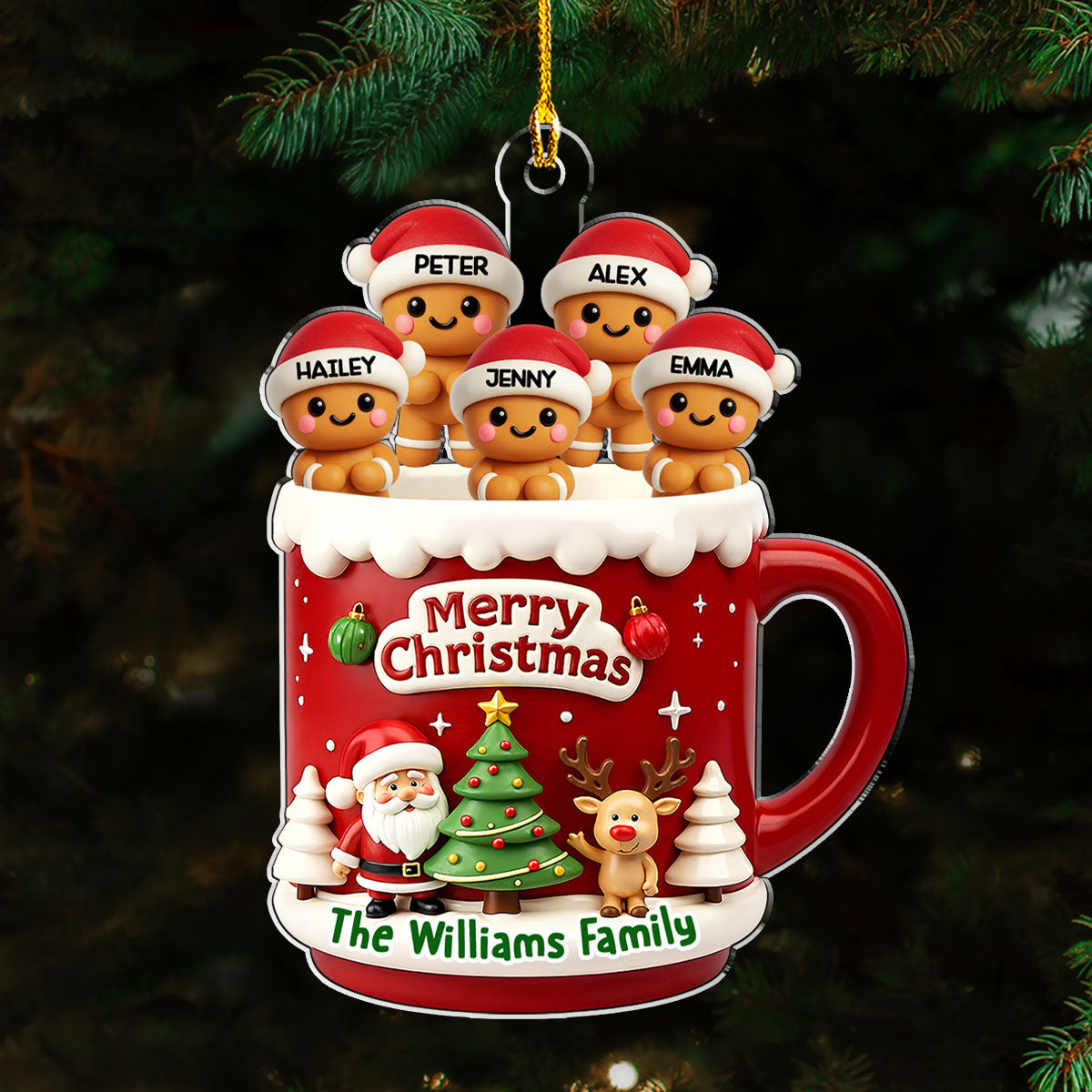 Ginger Family - Personalized Custom 3D Effect Acrylic Ornament