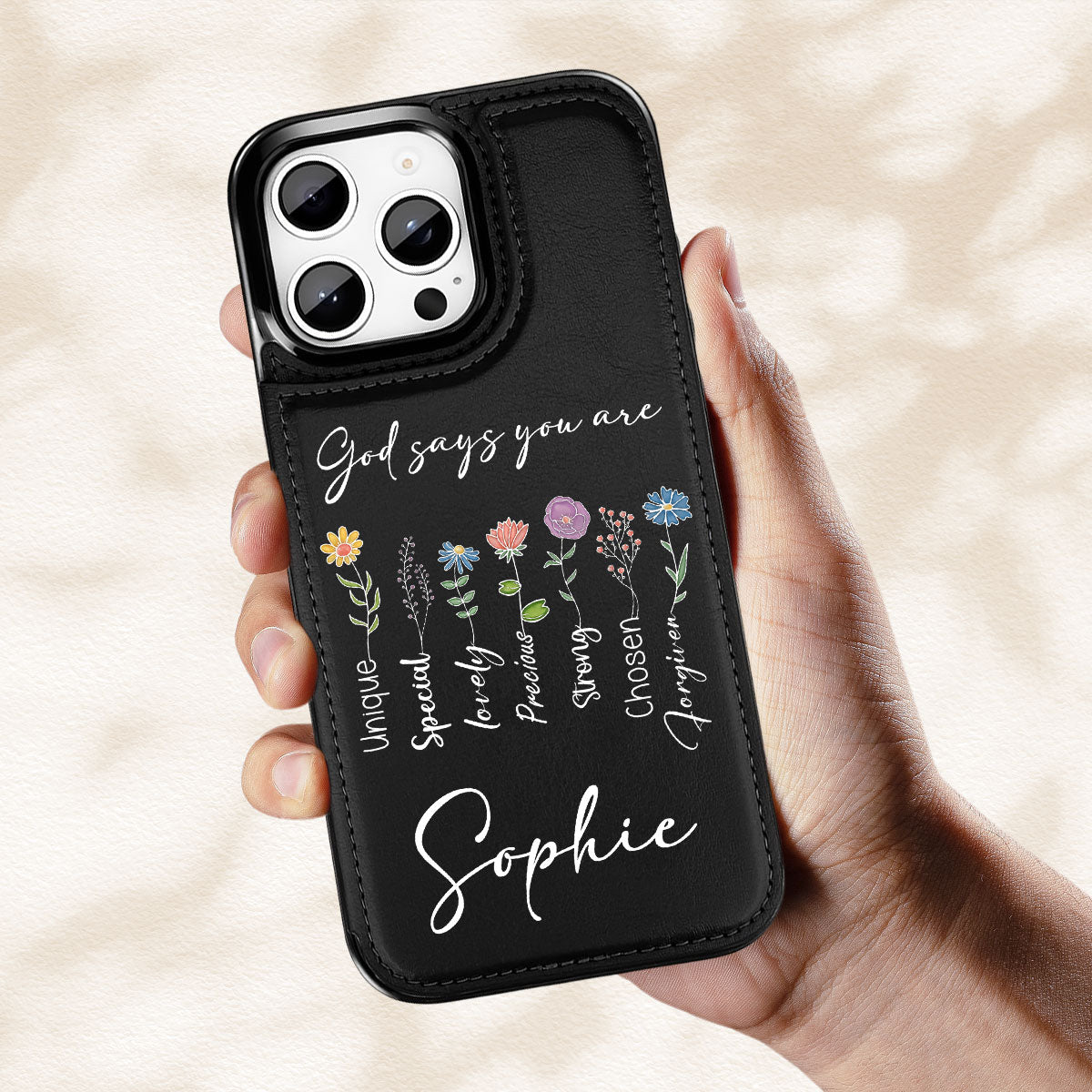 God Says You Are - Personalized Custom Leather Phone Case