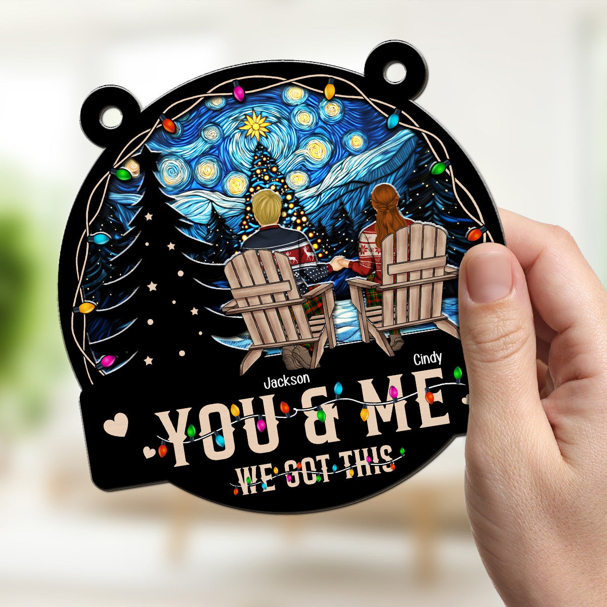 You And Me And Merry Christmas - Personalized Custom Suncatcher