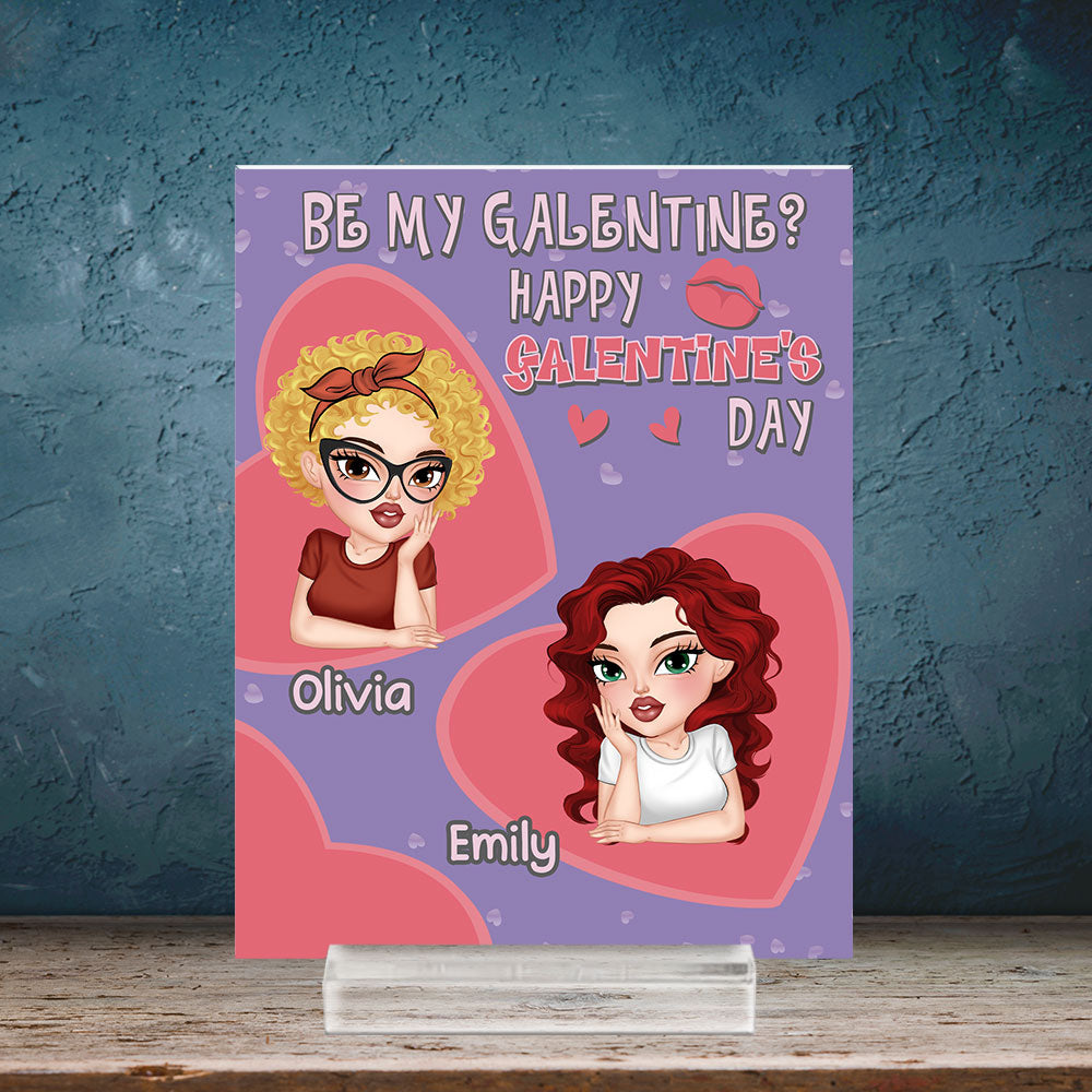 Galentine For My Bestie - Personalized Custom Acrylic Plaque With Base