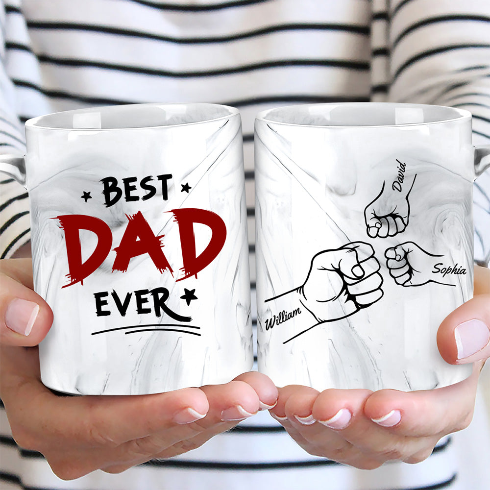 Best Daddy Ever - Personalized Custom Grey Marble Mug