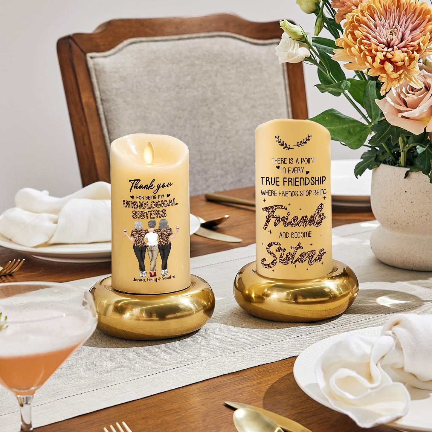 Where Friends Stop Being Friends And Become Sisters - Personalized Custom LED Candle