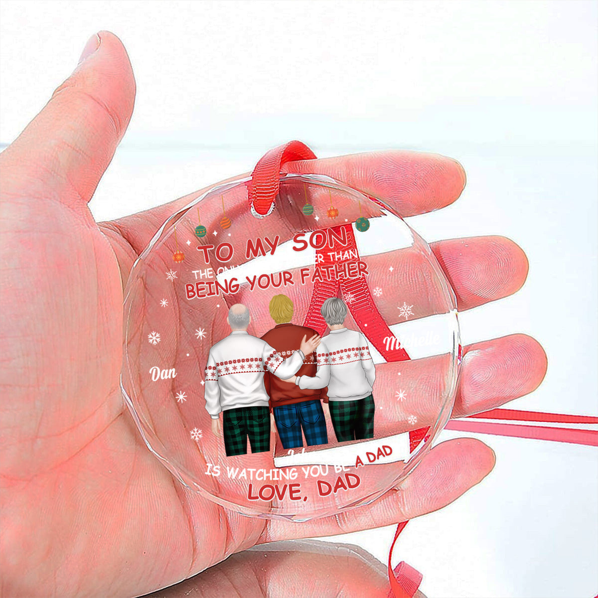 To Our Son We Are Proud Of You - Personalized Custom Glass Ornament