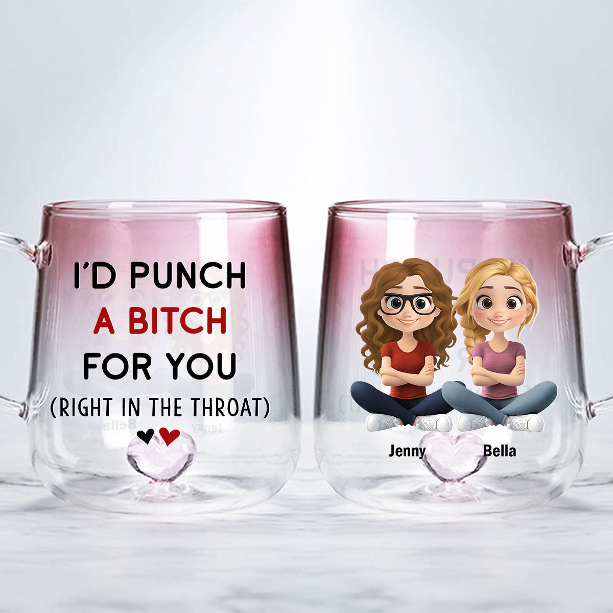 I Would Punch For You - Personalized Custom Pink Gradient Glass Mug