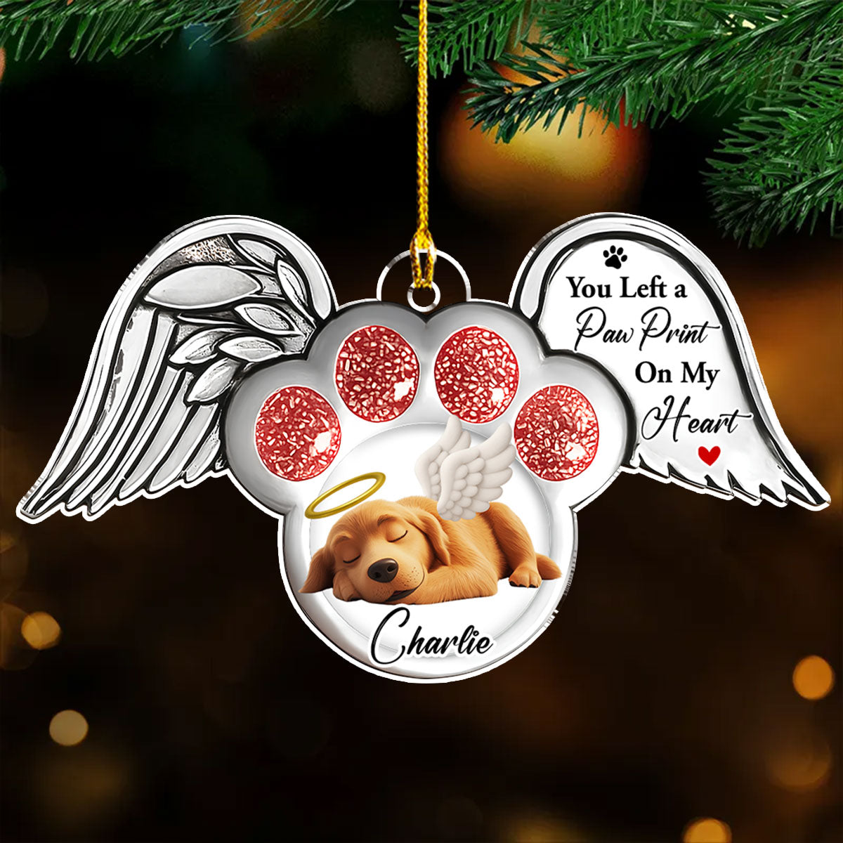Pawprints In Heaven - Personalized Custom Acrylic Ornament