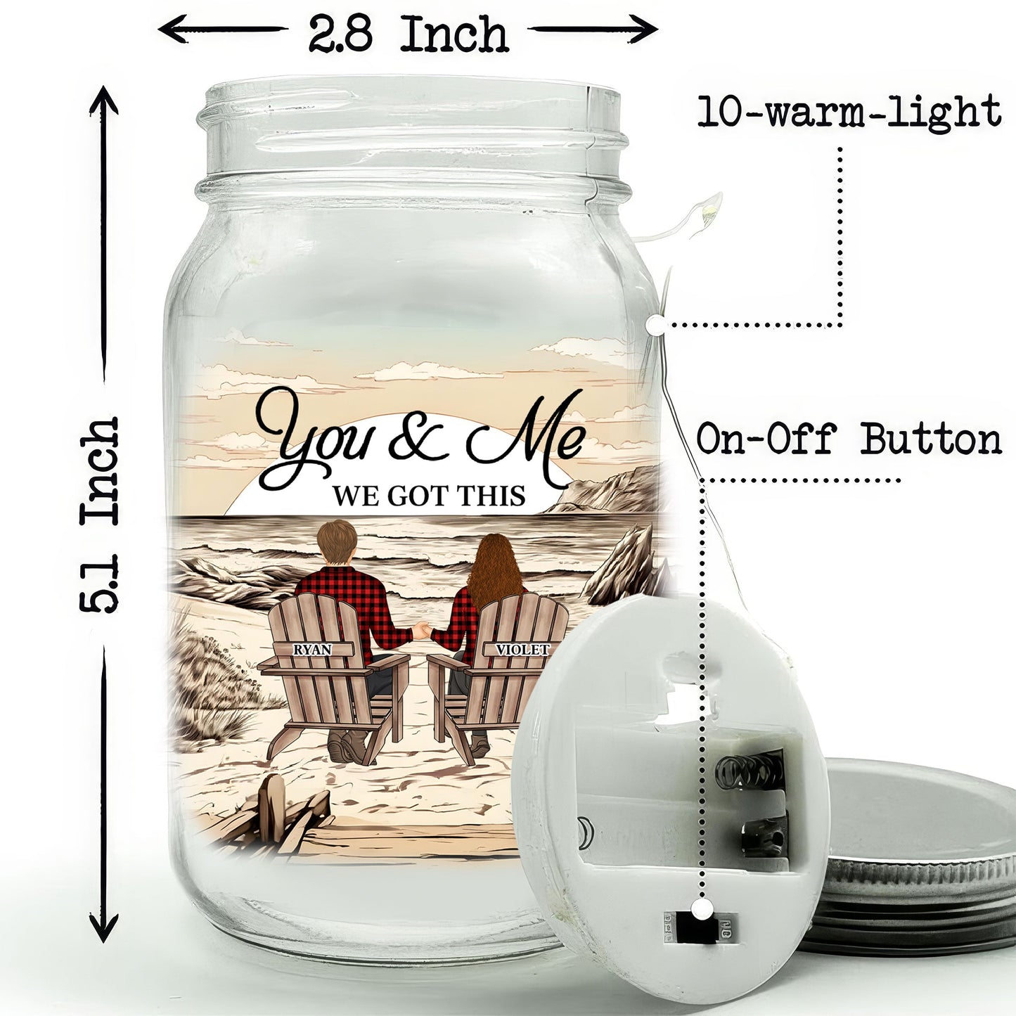 You & Me We Got This - Personalized Custom Mason Jar Light