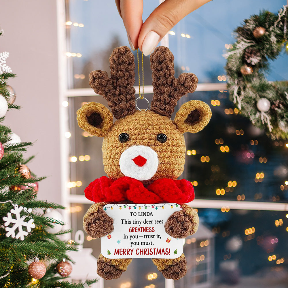 Merry Christmas - Personalized Custom Deer Crocheted Ornament
