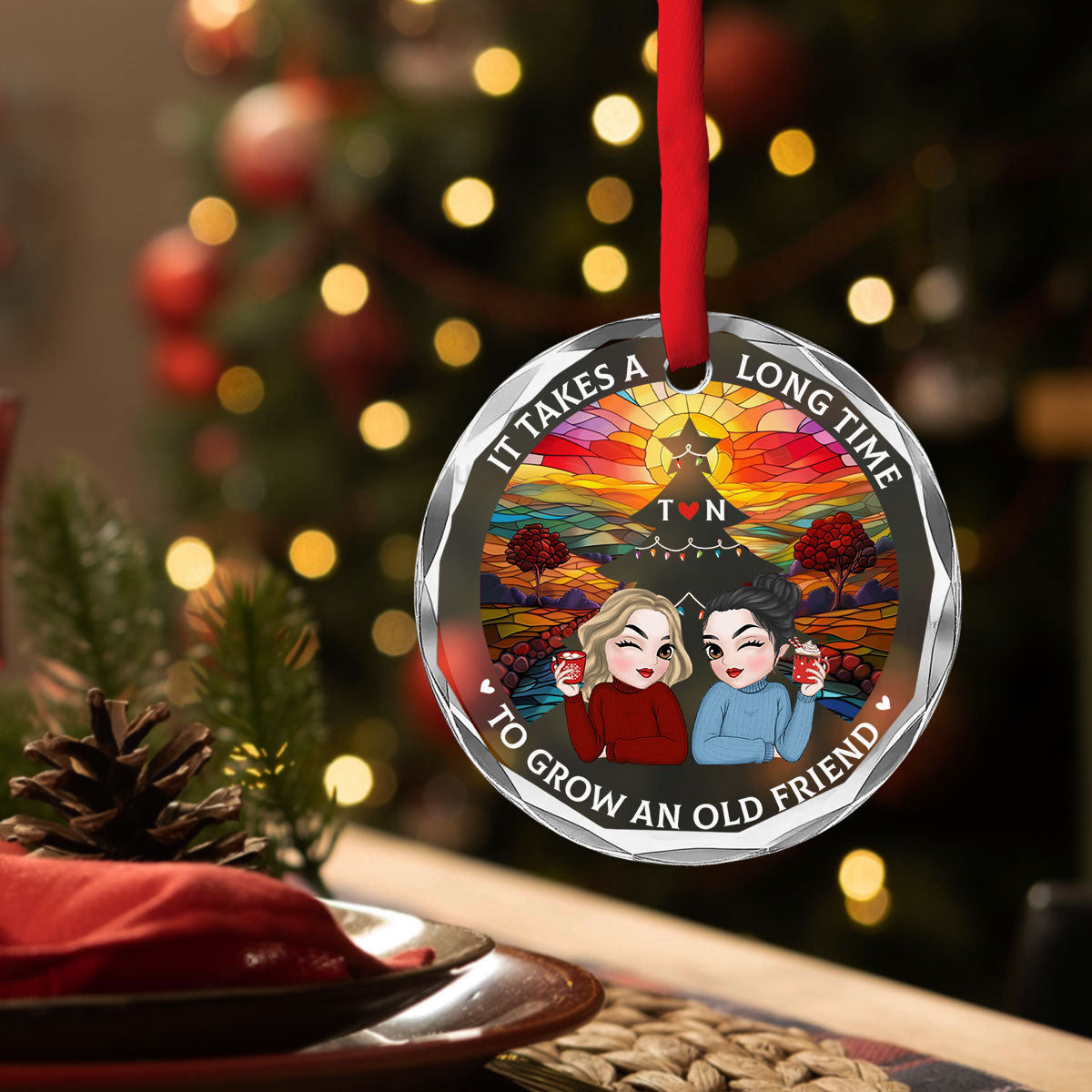 Grow Old Friend - Personalized Custom Glass Ornament