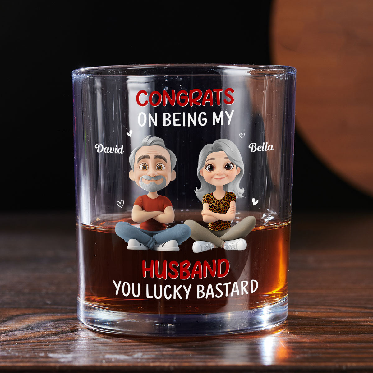 Congrats My Husband - Personalized Custom Whiskey Glass