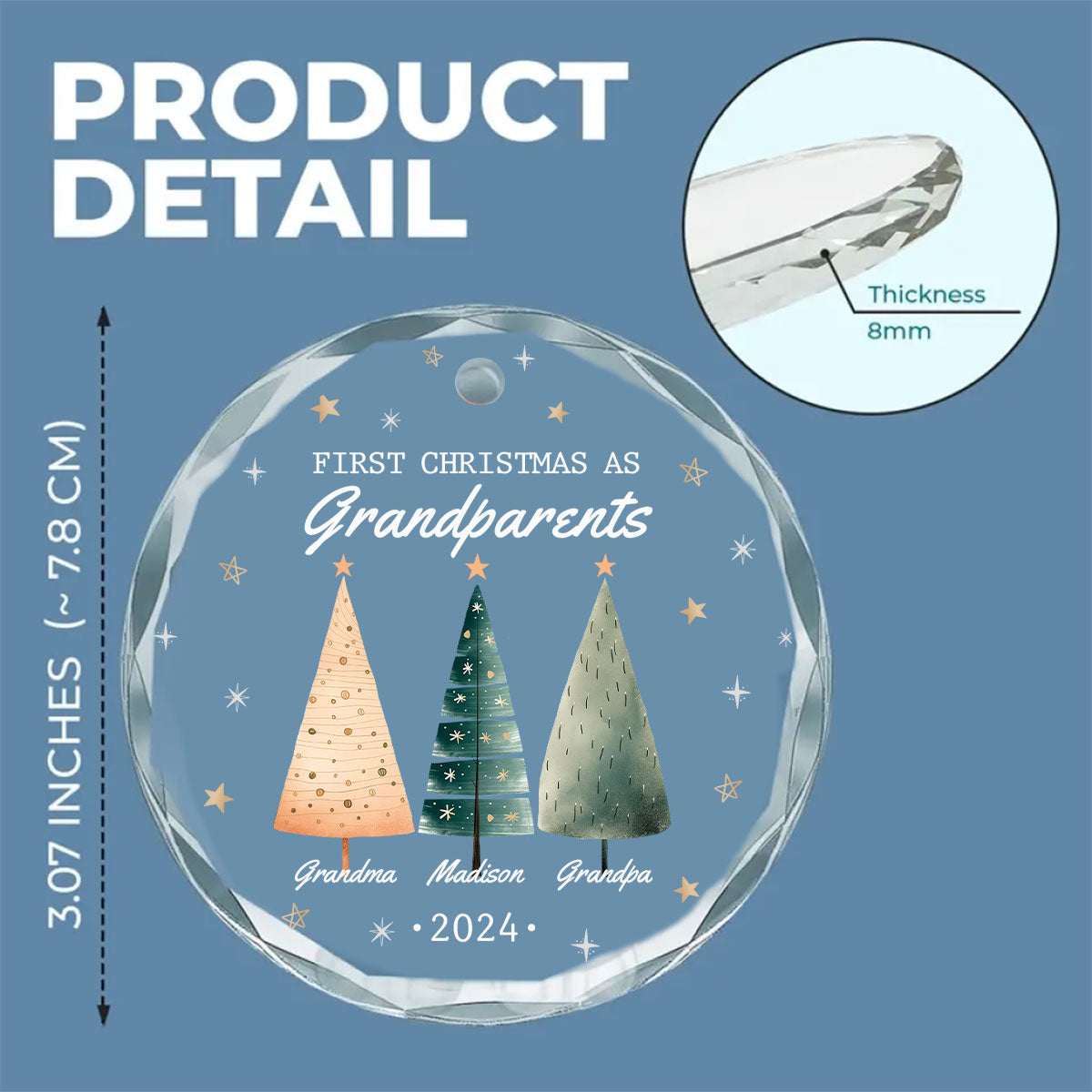 First Christmas As Grandparents - Personalized Custom Glass Ornament