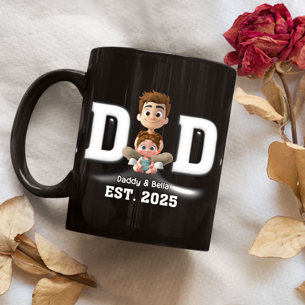 Happy Kids With Dad - Personalized Custom 3D Inflated Effect Mug