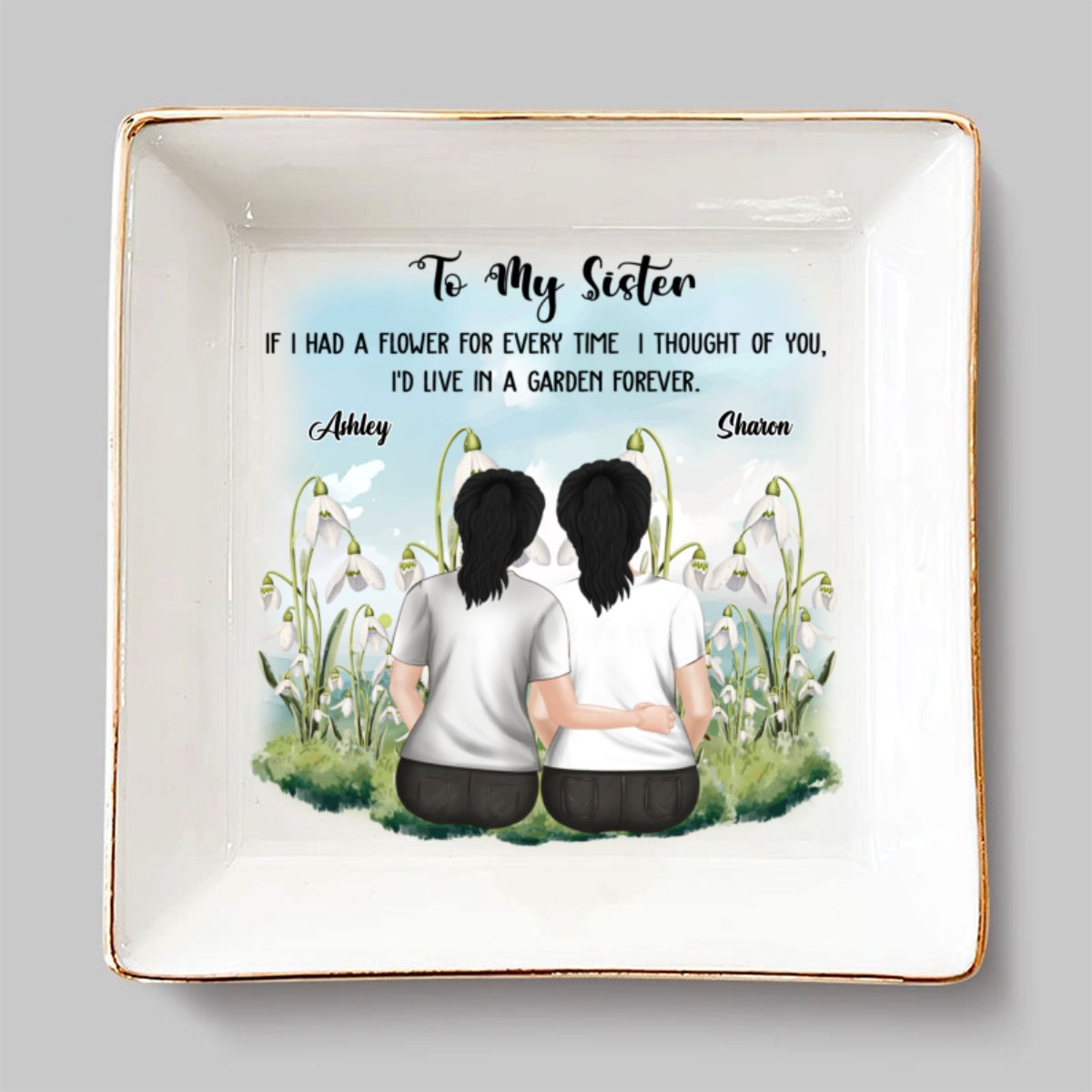 Always Thinking Of You Sister- Personalized Custom Jewelry Dish
