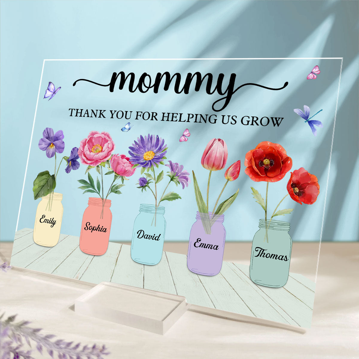 Thank You For Helping Us Grow - Personalized Custom Acrylic Plaque With Base