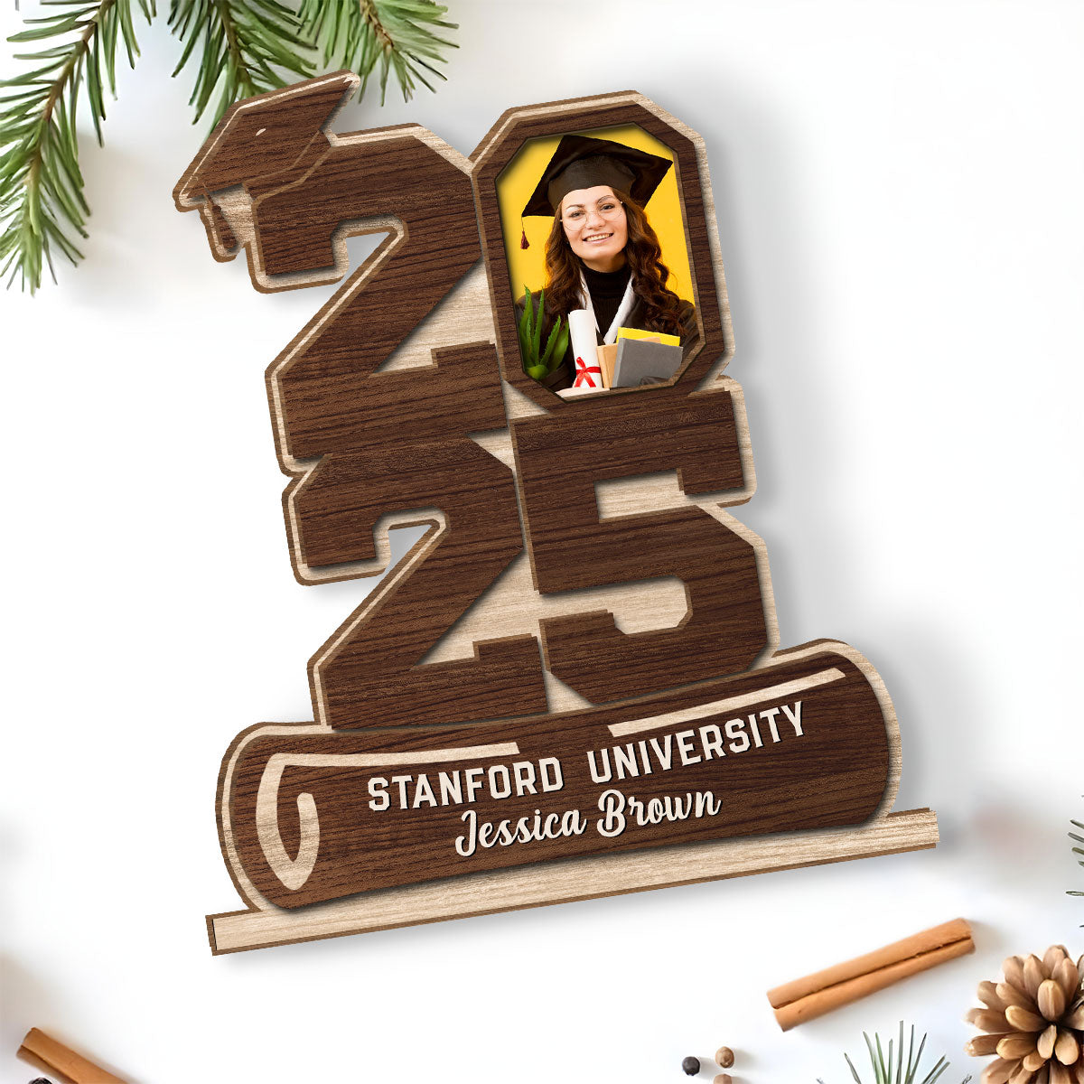 Happy Graduation - Personalized Custom 2-Layer Wood Plaque With Flat Base