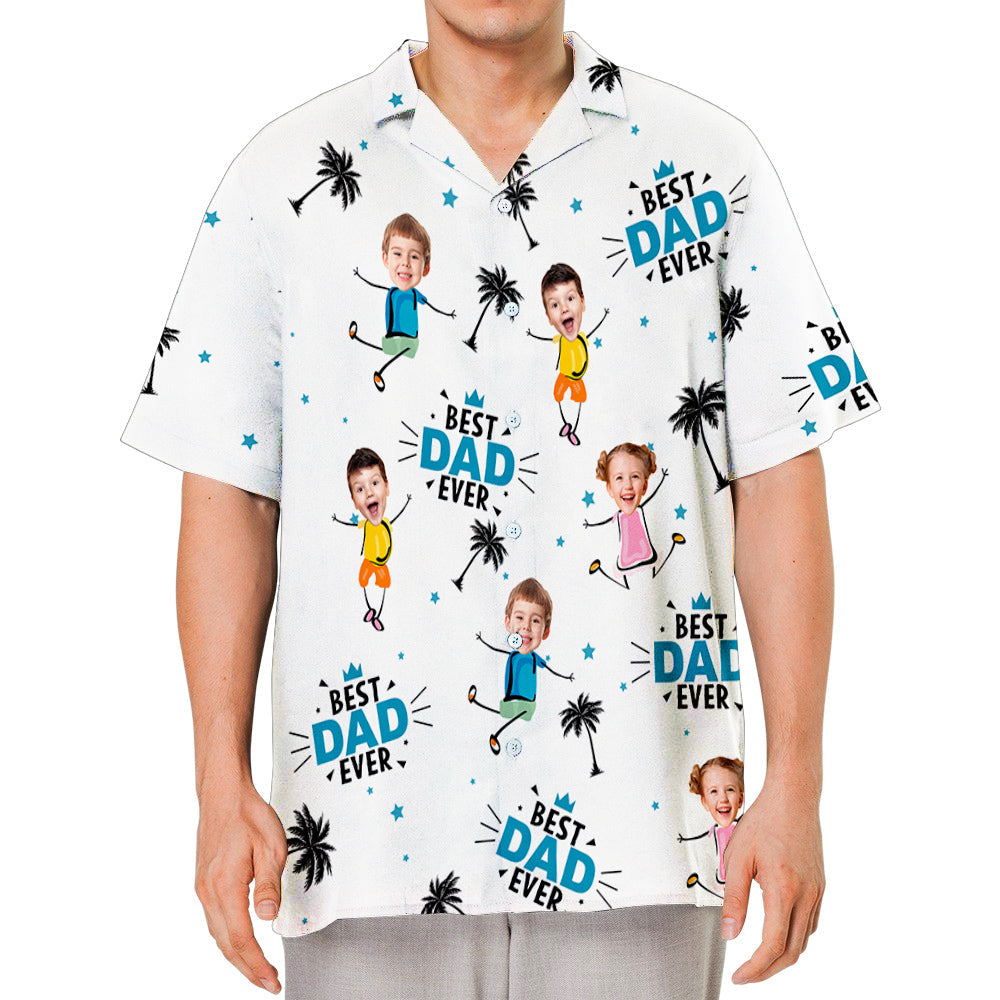 Custom Photo Best Dad Ever Coconut Palm - Personalized Custom Hawaiian Shirt