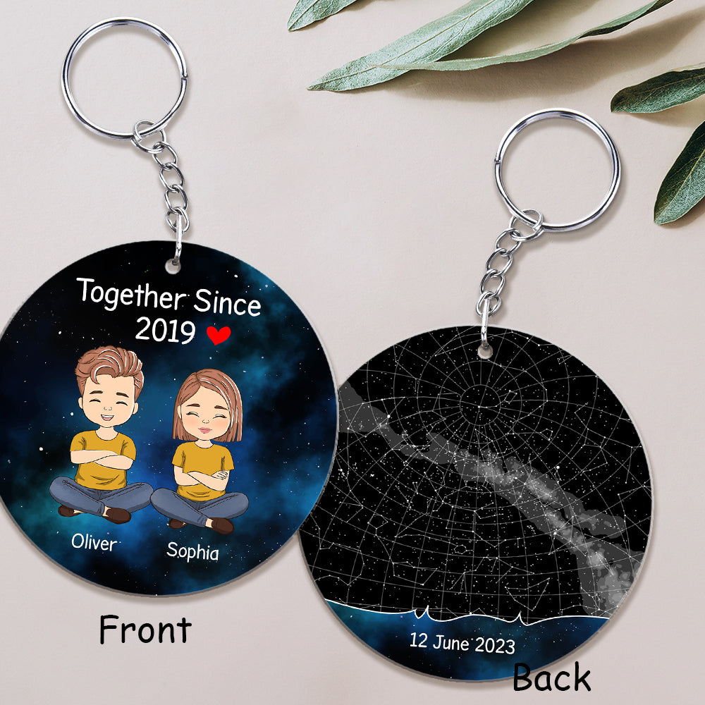 Custom Star Map Together Since - Personalized Custom Acrylic Keychain