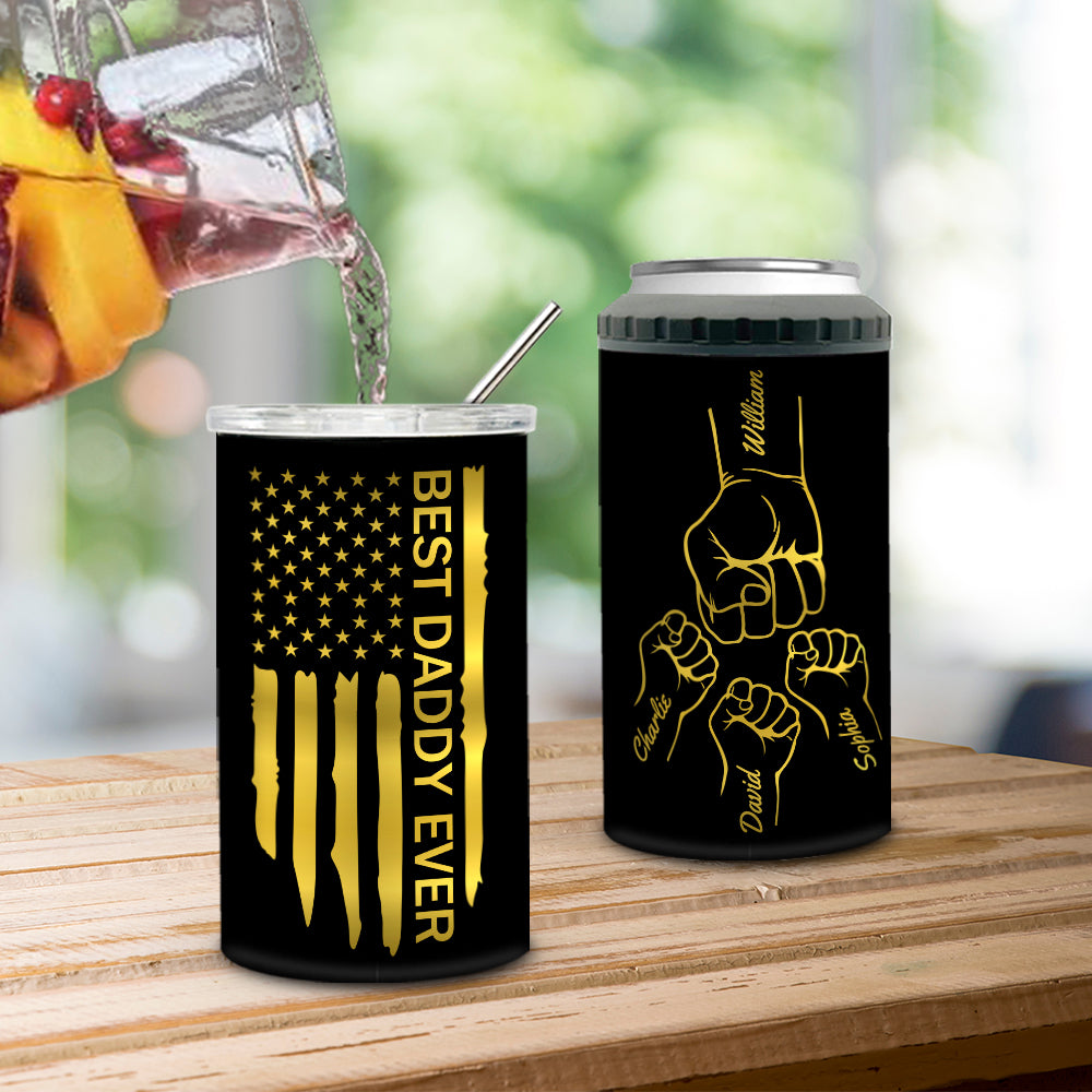 Best Dad Ever Fist Bump - Personalized Custom Can Cooler Tumbler
