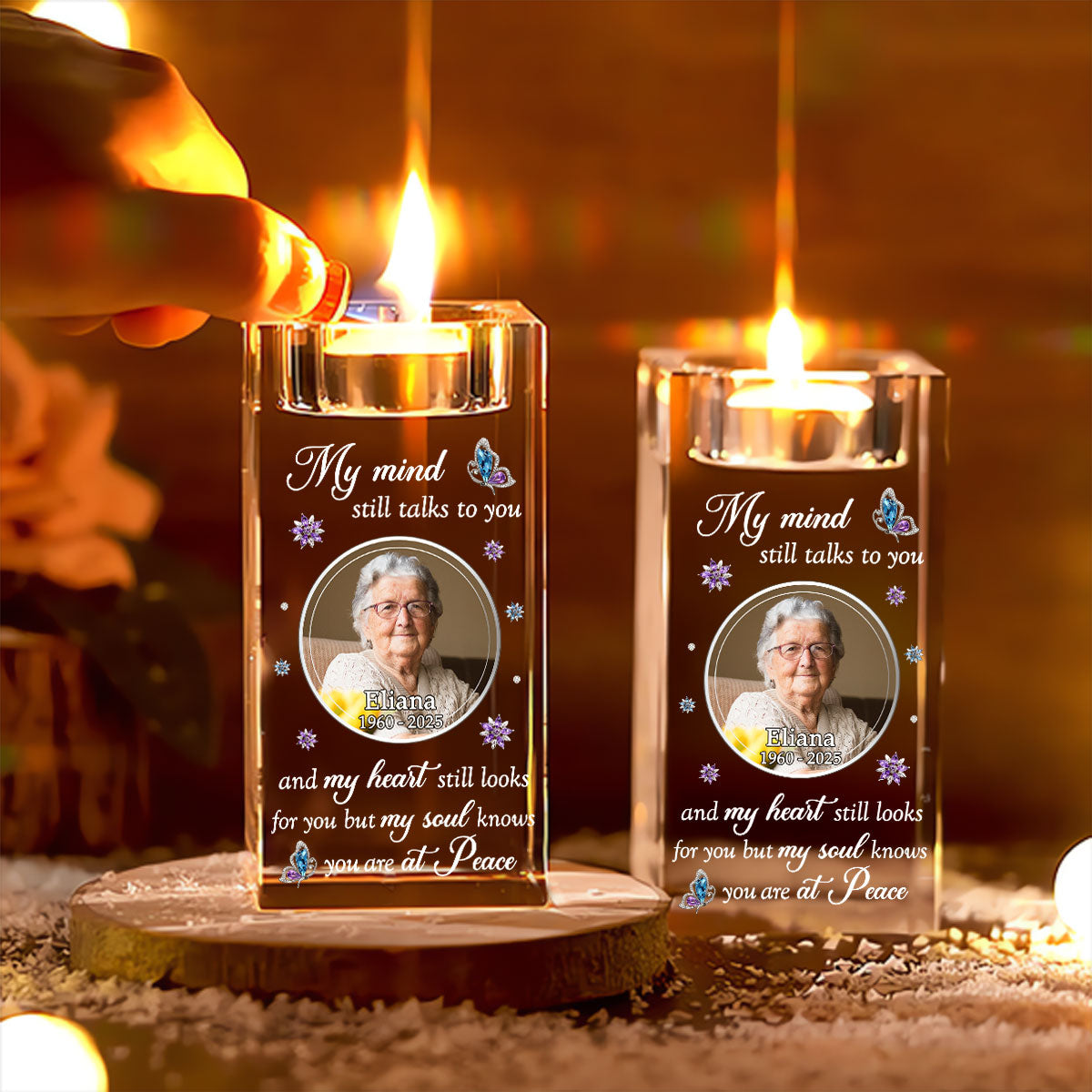 In My Mind - Personalized Custom Crystal Candle Holder