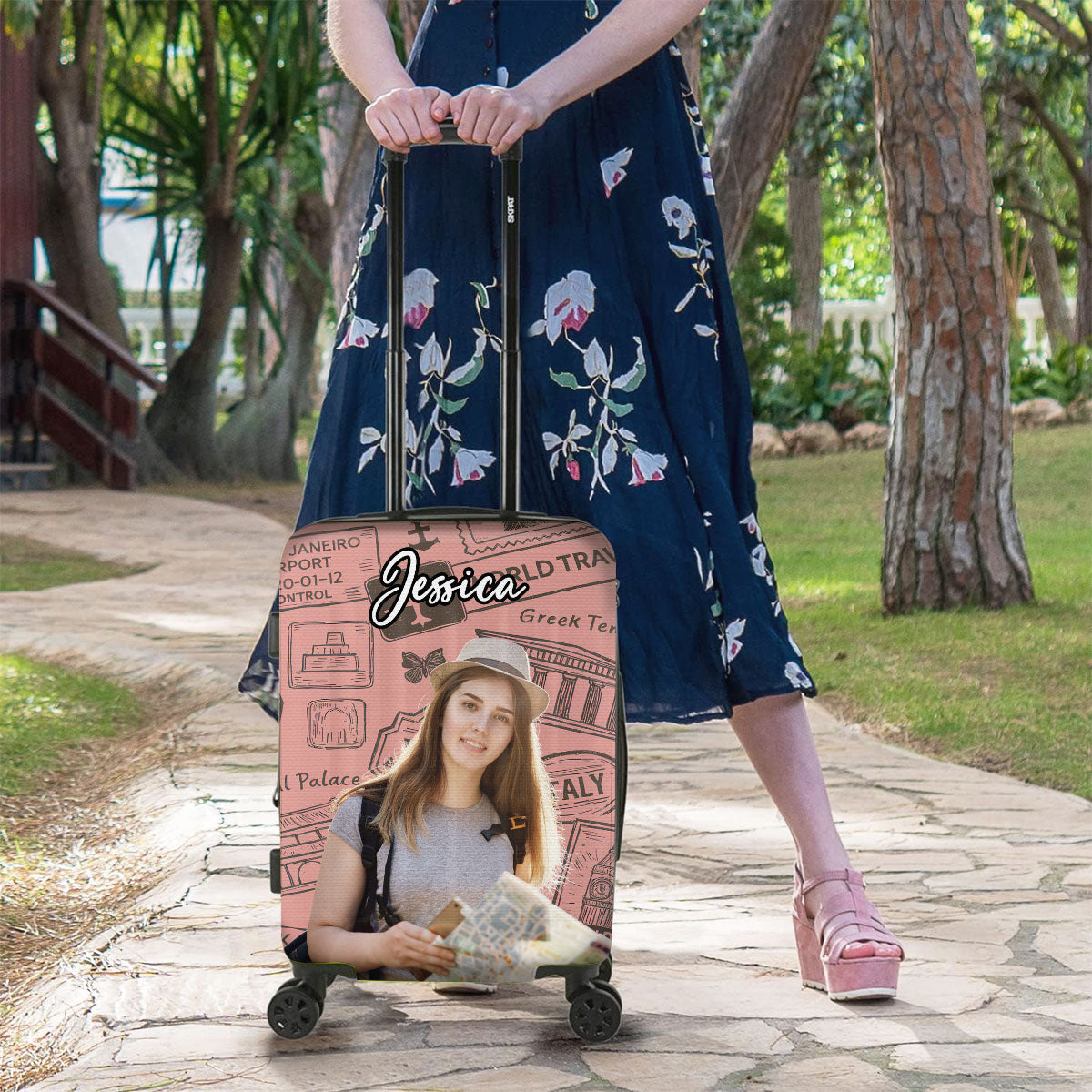 Around The World - Personalized Custom Luggage Cover