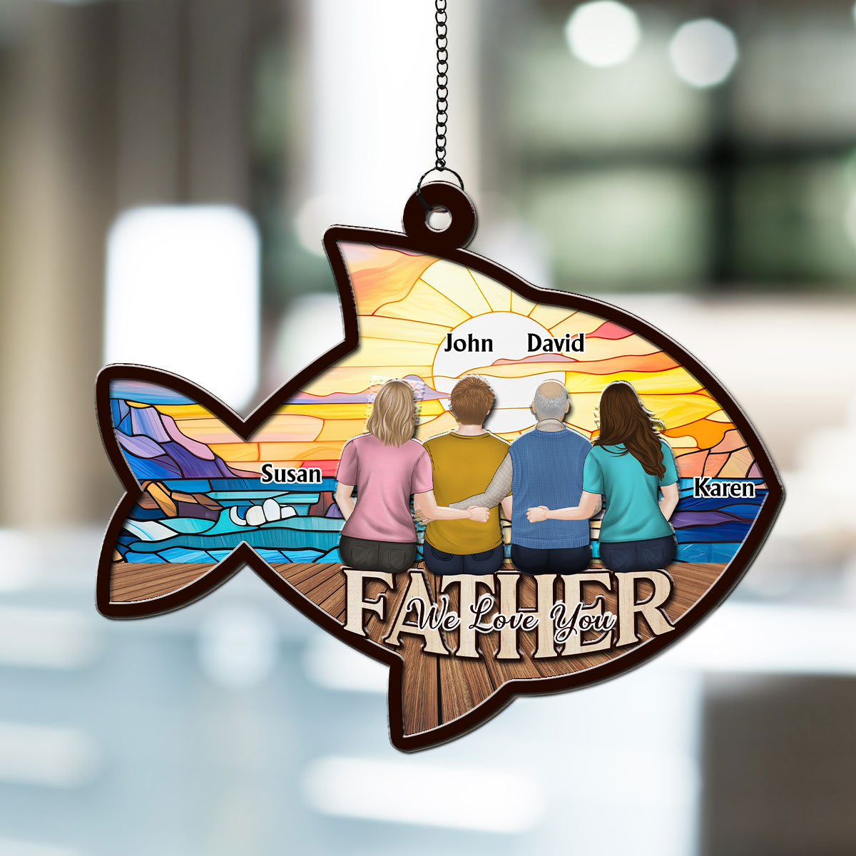 We Hooked The Best Daddy - Personalized Custom Suncatcher
