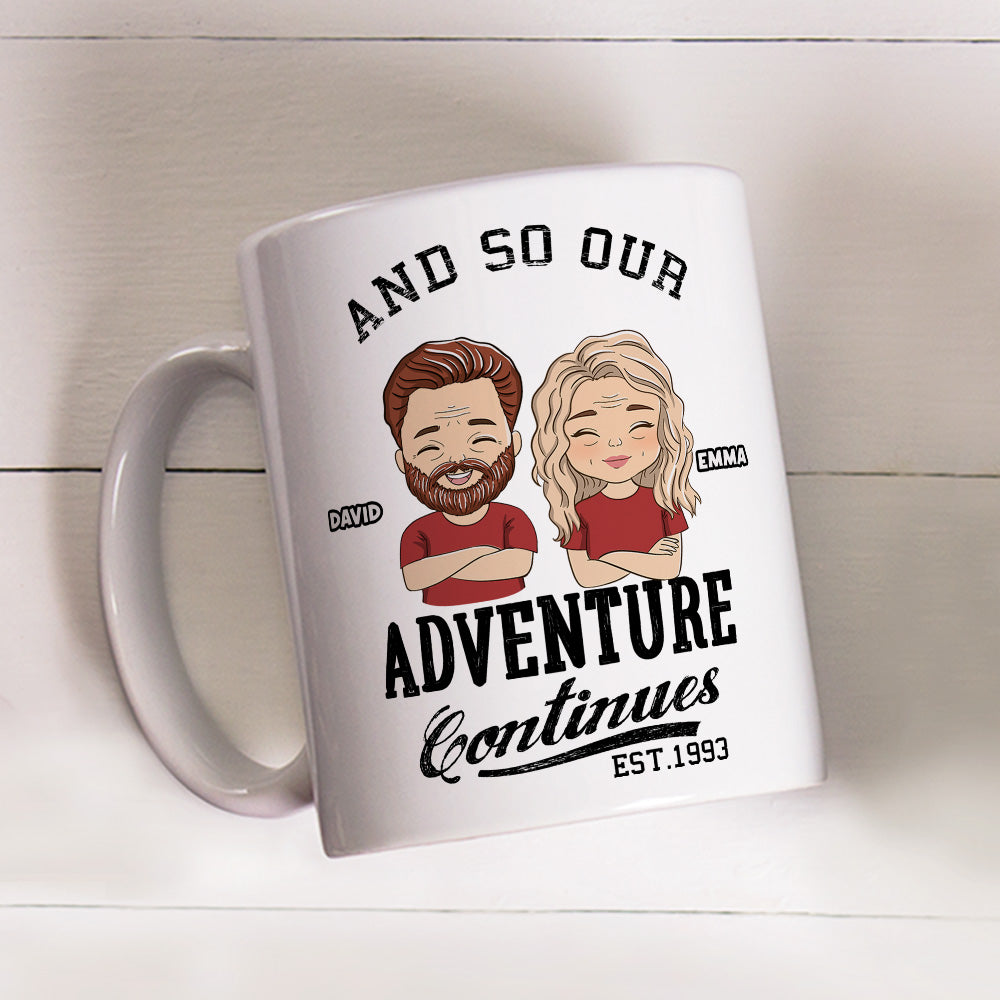 The Adventure Continues - Personalized Custom Coffee Mug