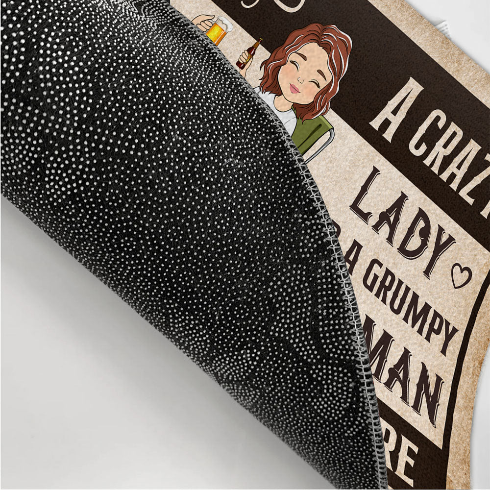 A Crazy Lady And A Grumpy Man - Personalized Custom Doormat