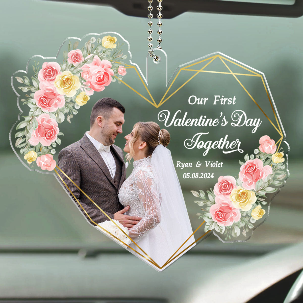 Our First Valentine Marriage - Personalized Custom Car Ornament